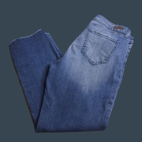 Kut From The Kloth Womens Straight Leg Crop Jeans 10 Mid-Rise Frayed Hem Stretch - Picture 1 of 9